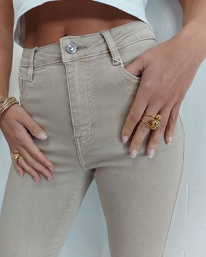 JEANS FLARE BEIGE - Imagen 2