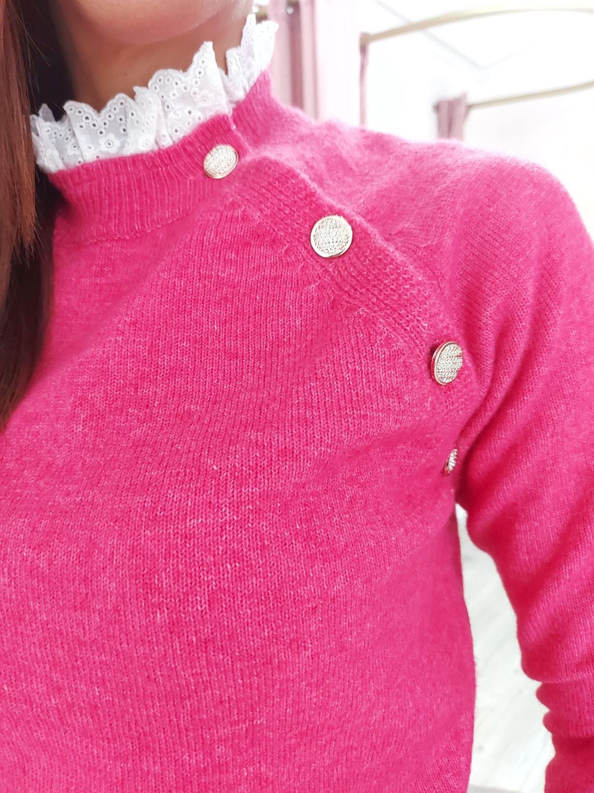 JERSEY BOTONES FUCSIA - Imagen 2