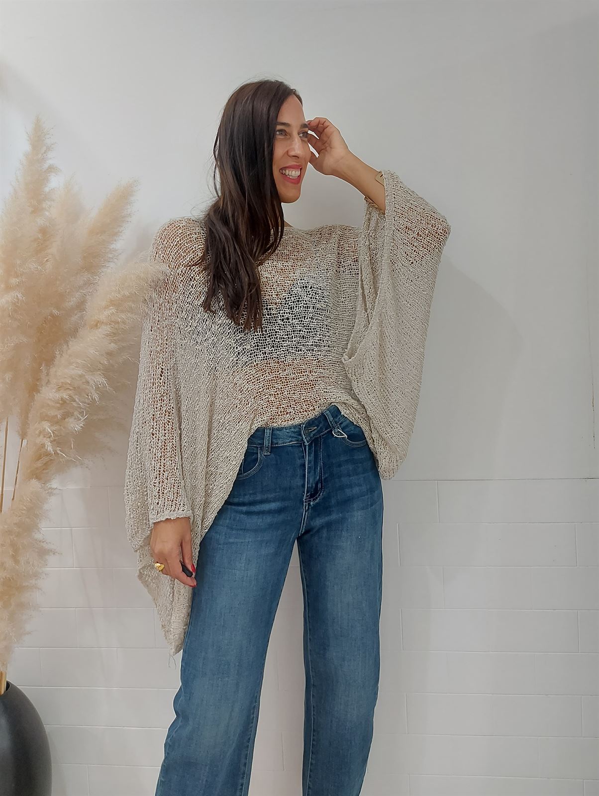 JERSEY CAPA HILO BEIGE - Imagen 1