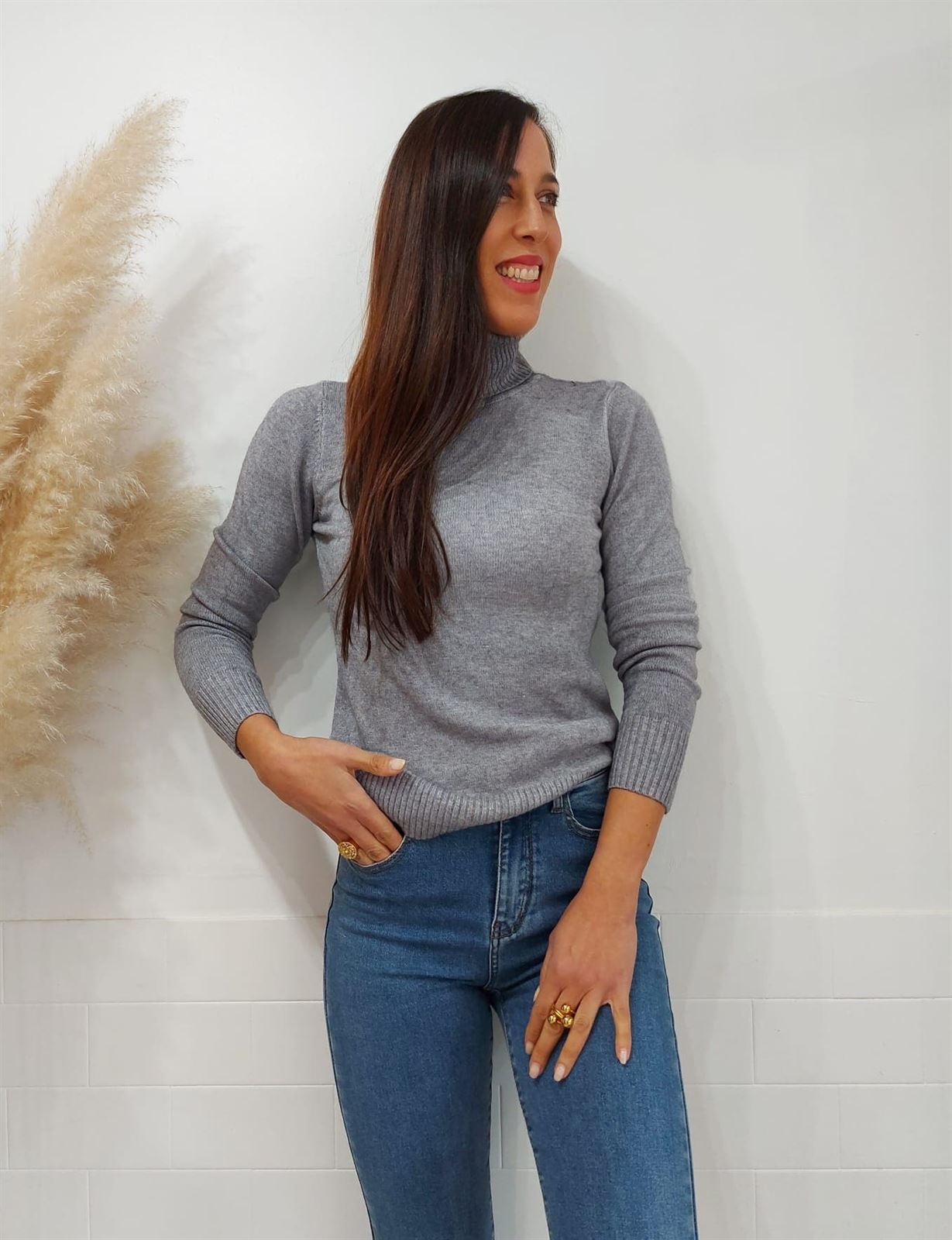JERSEY CUELLO LISO GRIS - Imagen 1