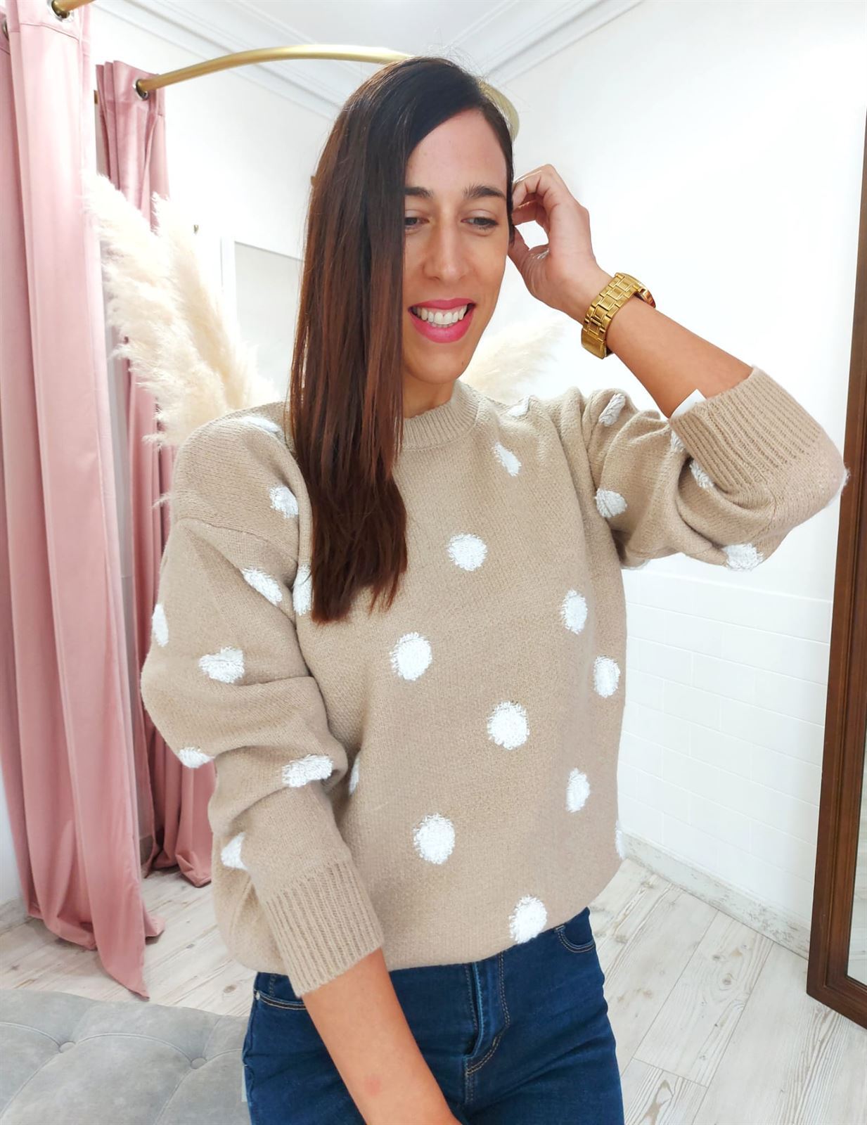 JERSEY DOTS CAMEL - Imagen 1