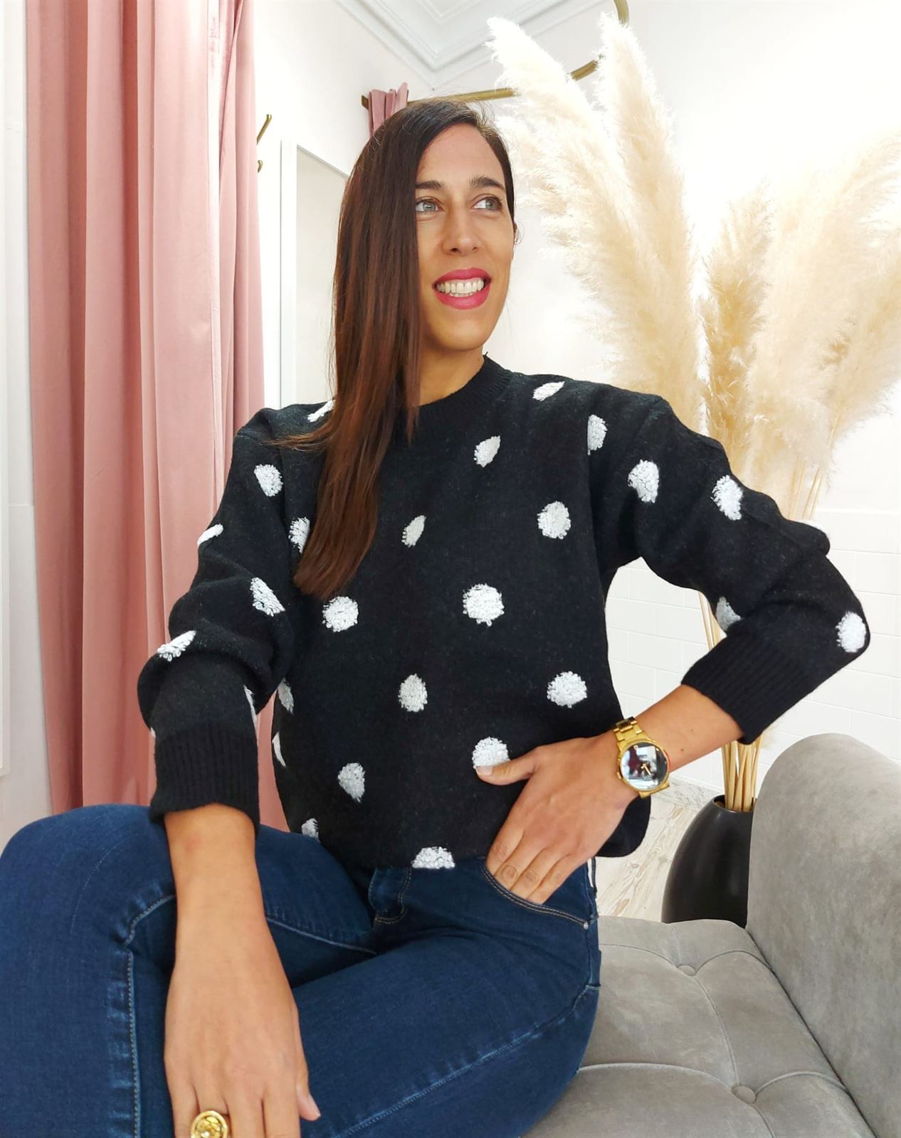 JERSEY DOTS NEGRO - Imagen 1