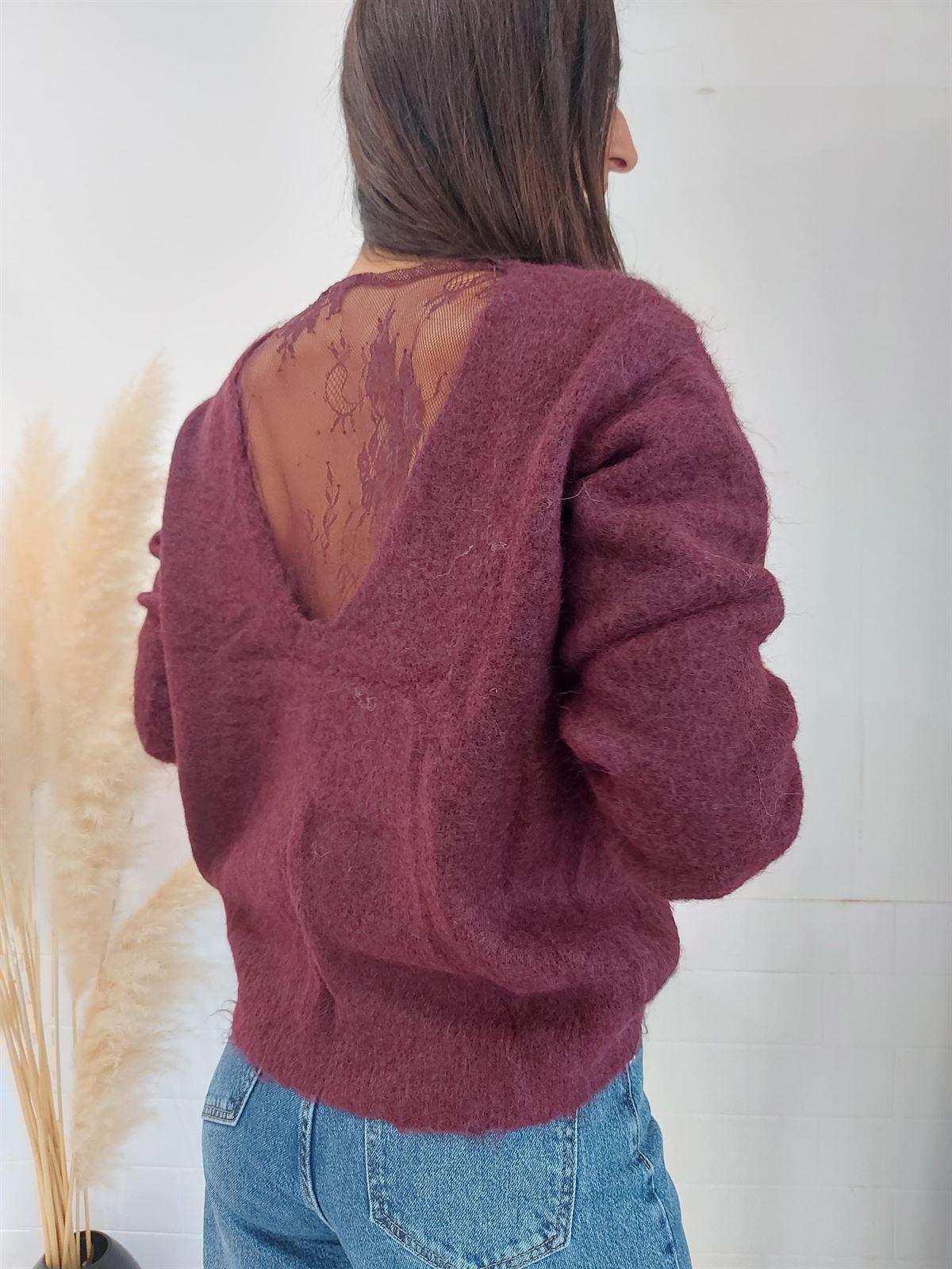 JERSEY ENCAJE ESPALDA BURDEOS - Imagen 1