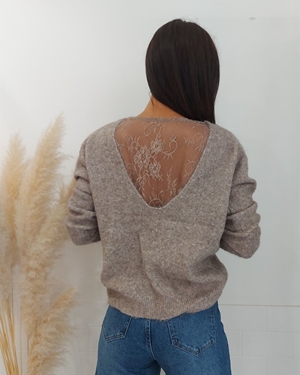 JERSEY ESPALDA ENCAJE TOPO - Imagen 1