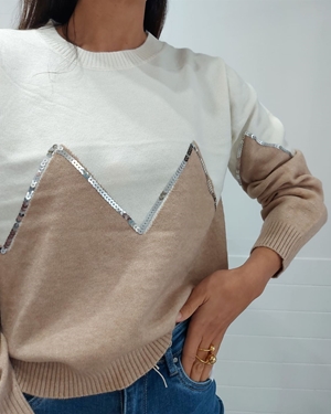 JERSEY LENTEJUELA CAMEL - Imagen 2