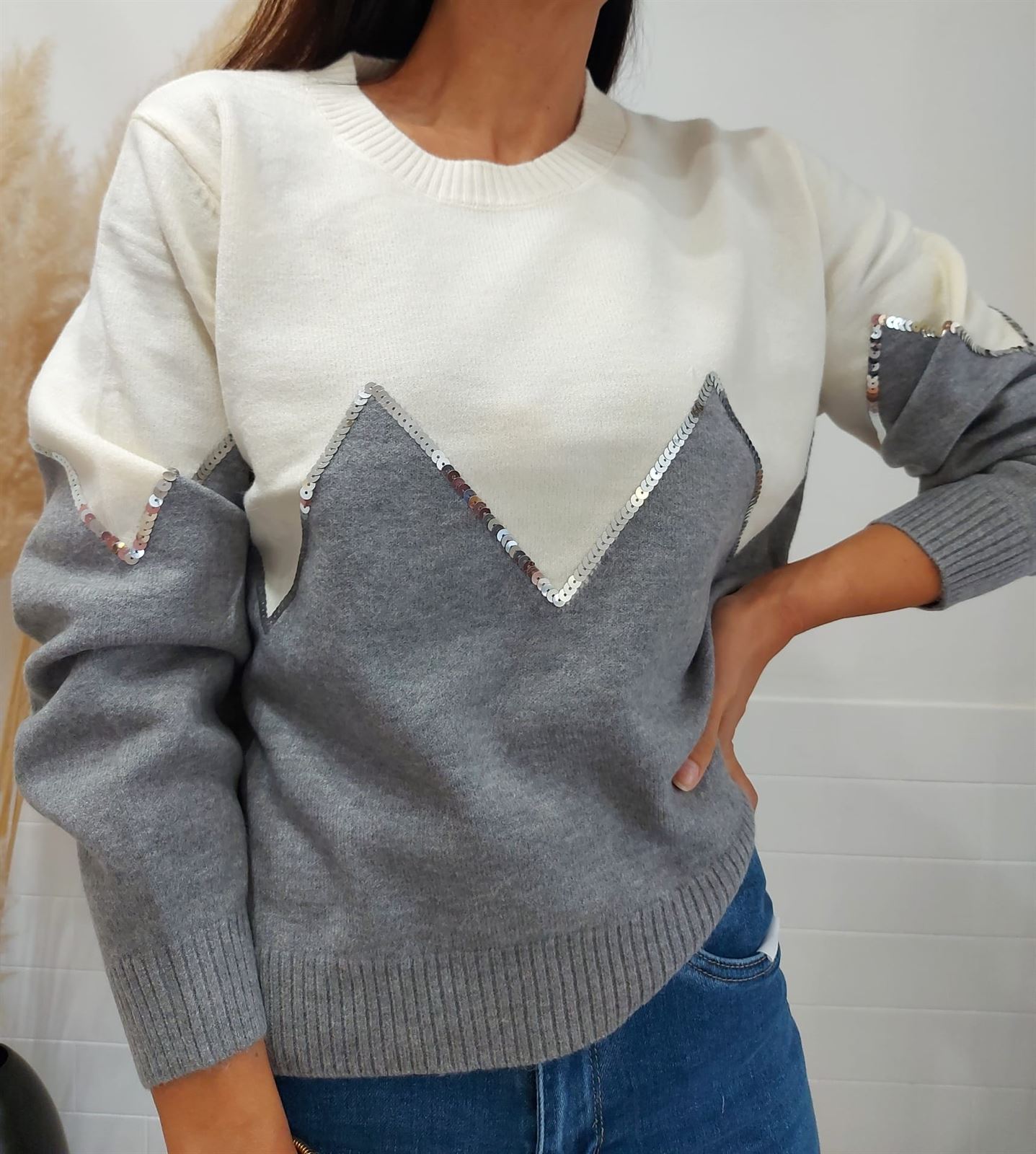 JERSEY LENTEJUELA GRIS - Imagen 2