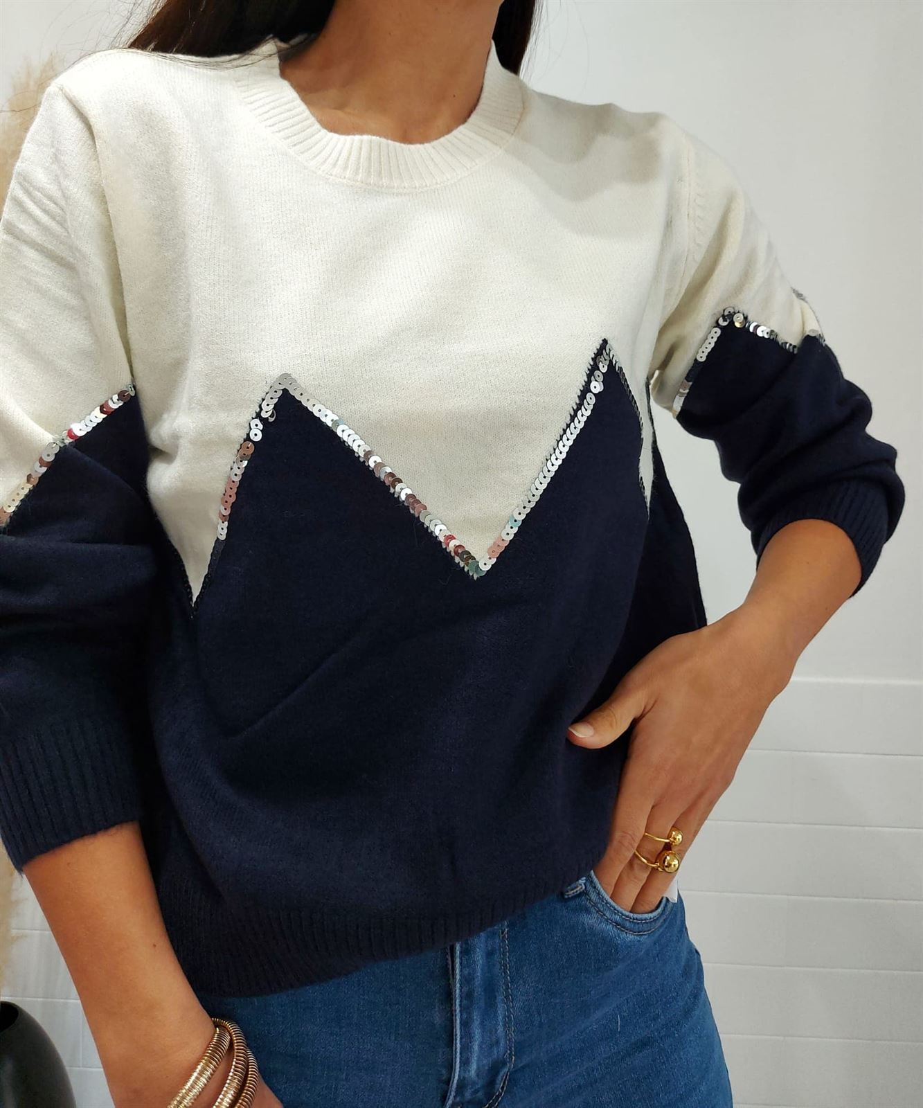 JERSEY LENTEJUELA MARINO - Imagen 2