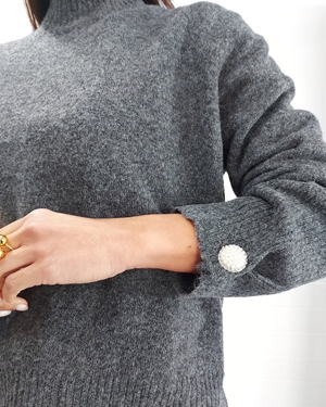 JERSEY LISO BOTÓN GRIS - Imagen 2