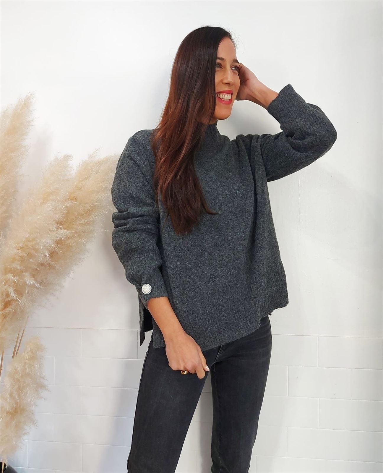 JERSEY LISO BOTÓN GRIS - Imagen 4