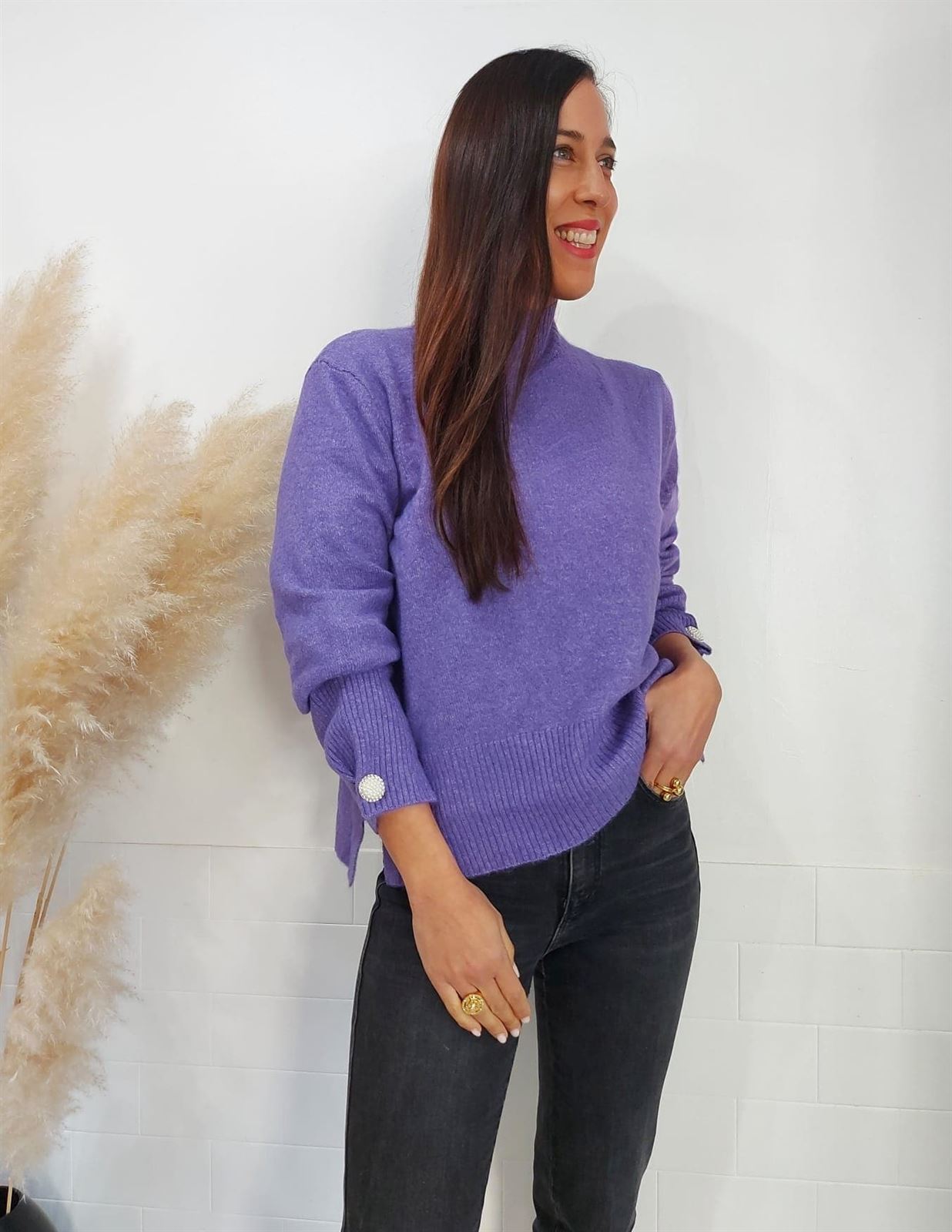 JERSEY LISO BOTÓN LILA - Imagen 3