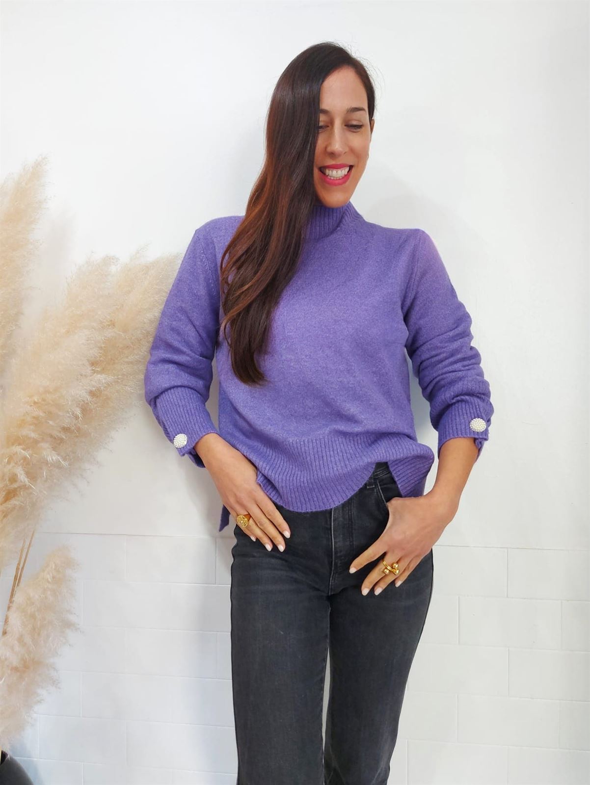 JERSEY LISO BOTÓN LILA - Imagen 5