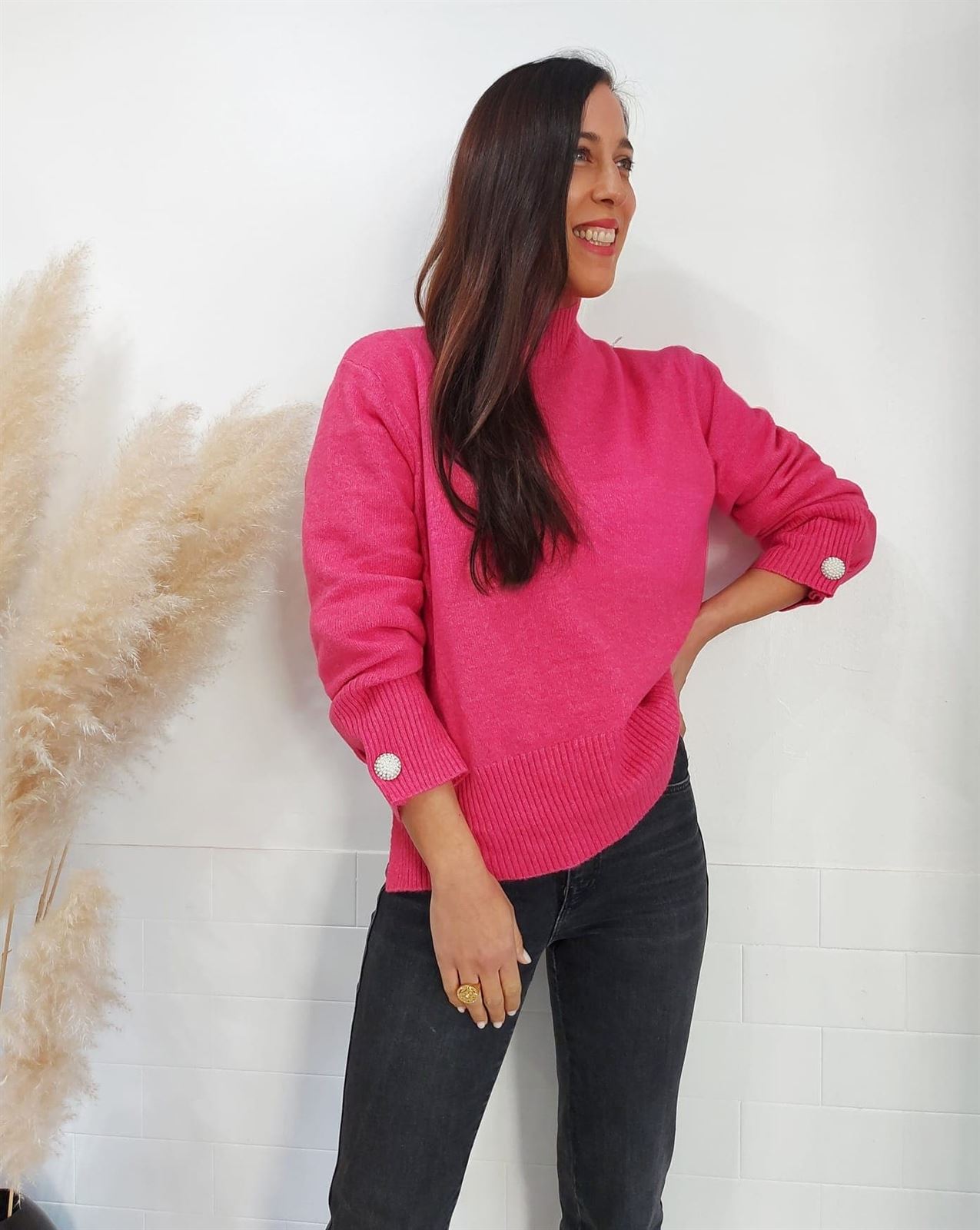 JERSEY LISO BOTÓN ROSA - Imagen 1