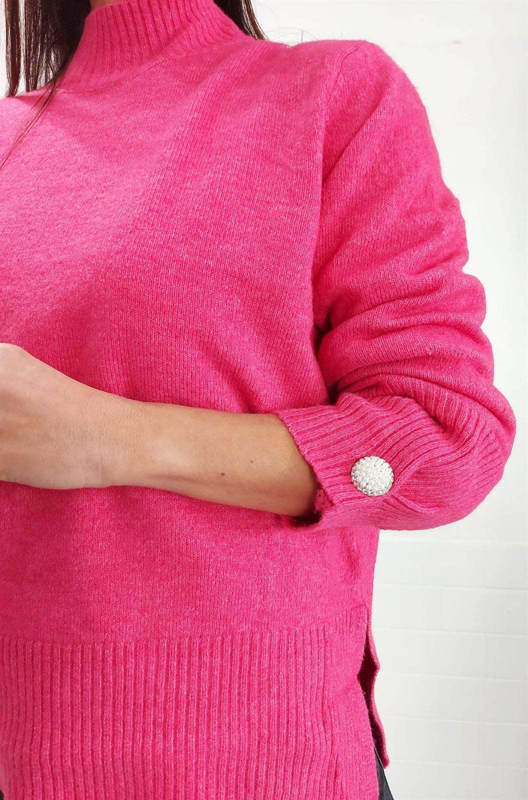 JERSEY LISO BOTÓN ROSA - Imagen 2