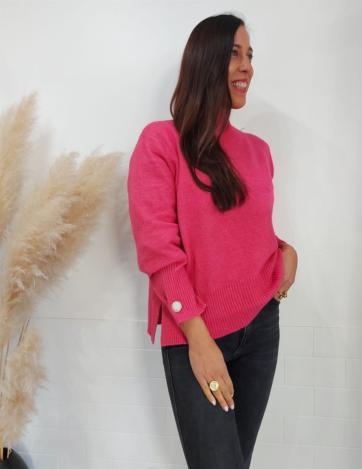 JERSEY LISO BOTÓN ROSA - Imagen 3