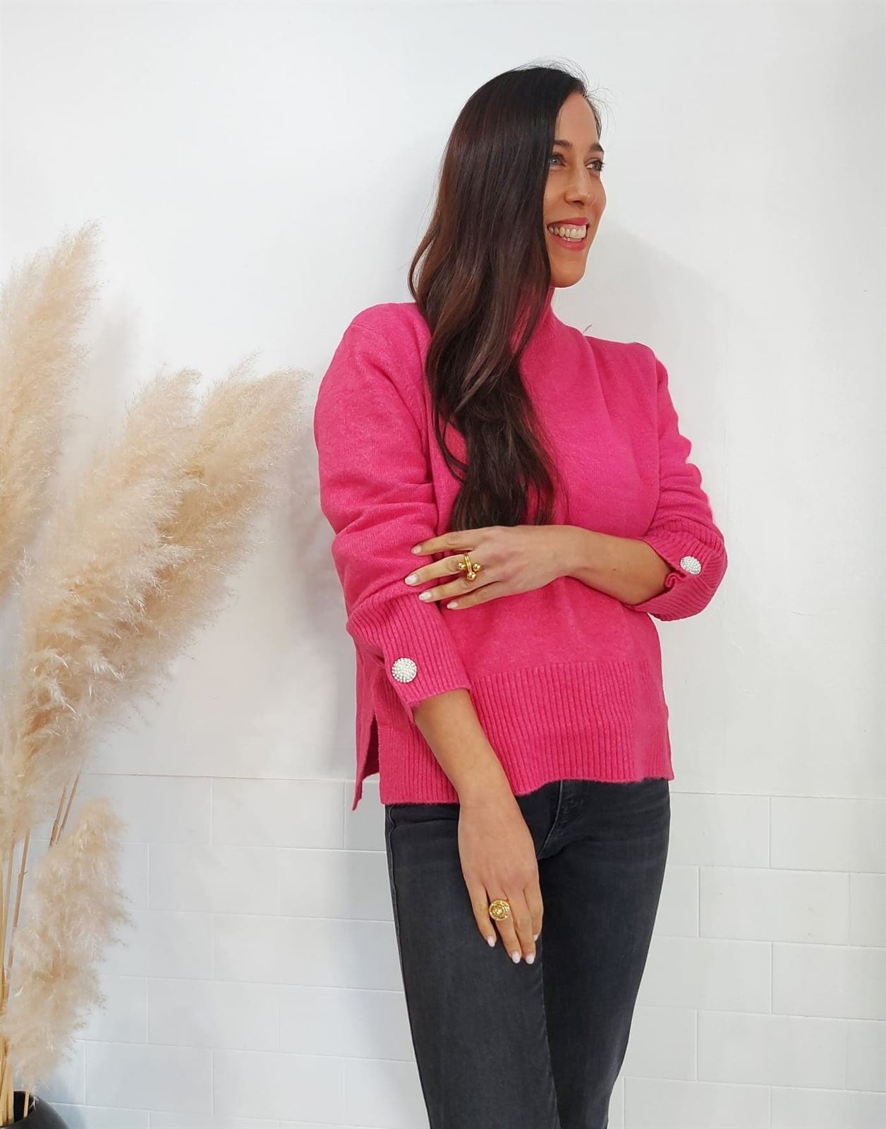 JERSEY LISO BOTÓN ROSA - Imagen 4