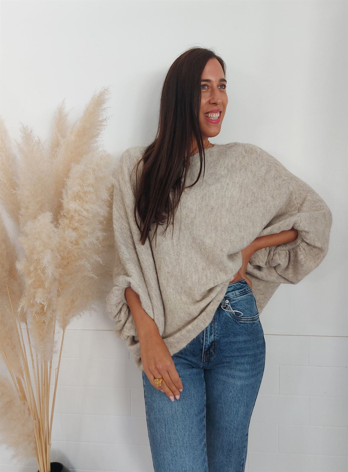 JERSEY OVERSIZE BEIGE - Imagen 1