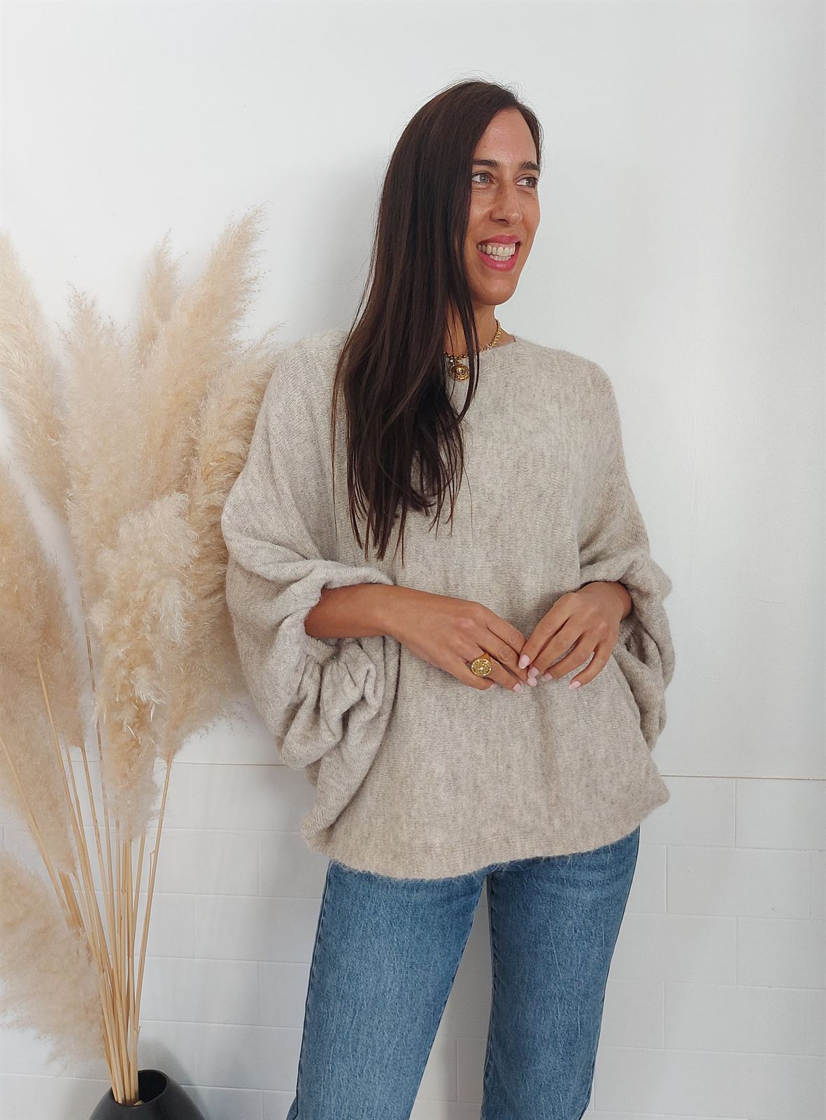 JERSEY OVERSIZE BEIGE - Imagen 3