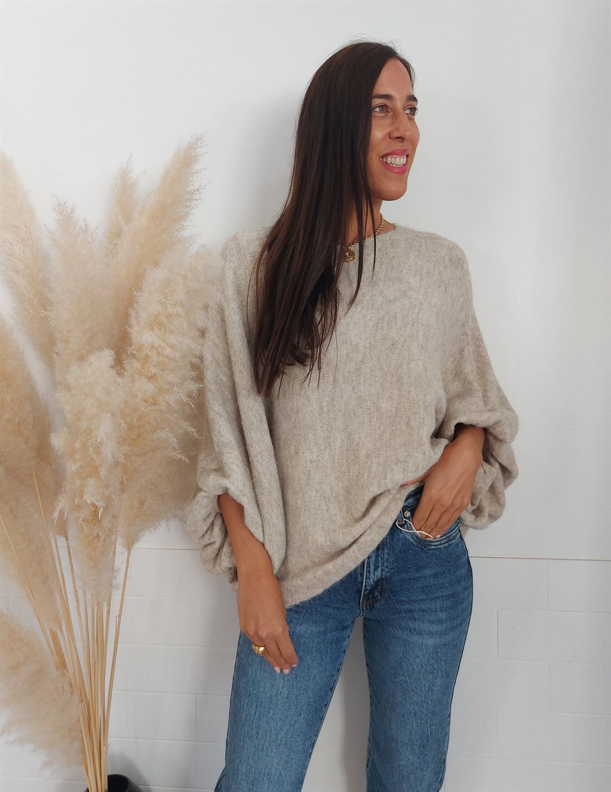 JERSEY OVERSIZE BEIGE - Imagen 5
