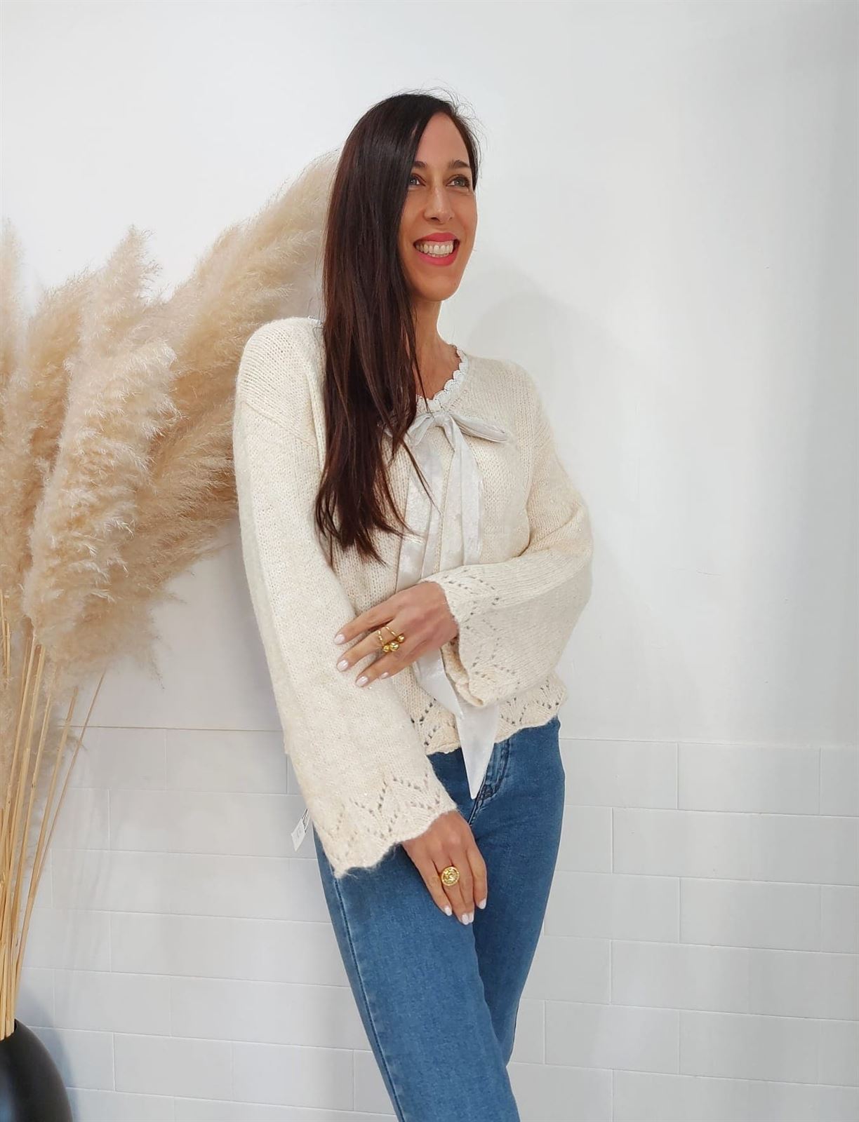 JERSEY PICO LAZO BEIGE - Imagen 1