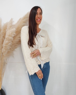 JERSEY PICO LAZO BEIGE - Imagen 1