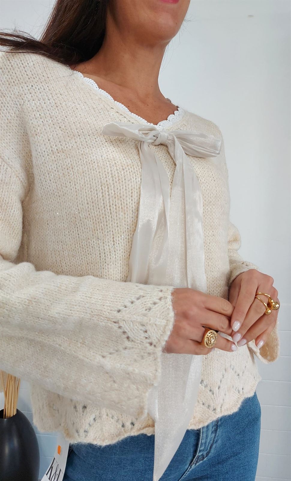 JERSEY PICO LAZO BEIGE - Imagen 2