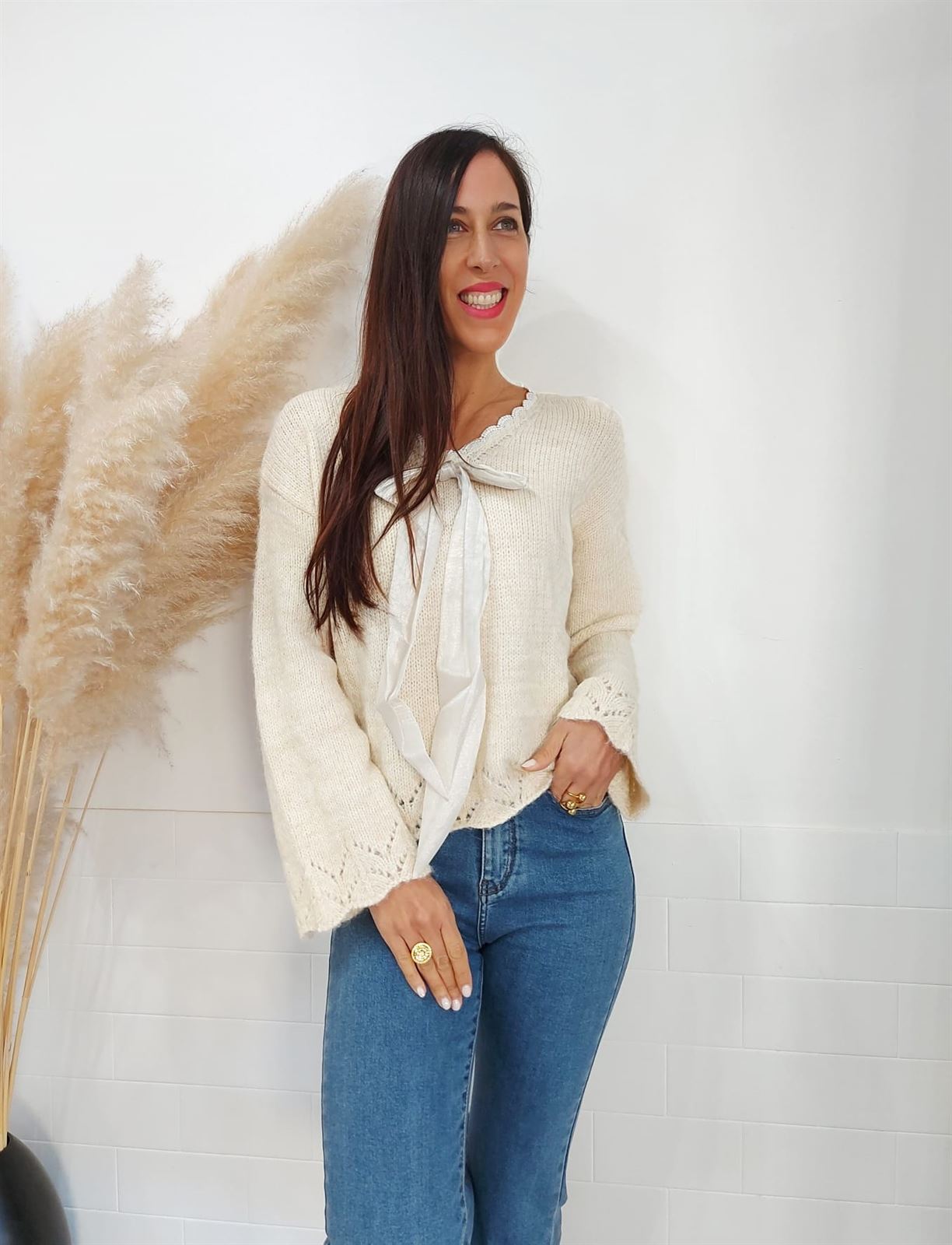 JERSEY PICO LAZO BEIGE - Imagen 5