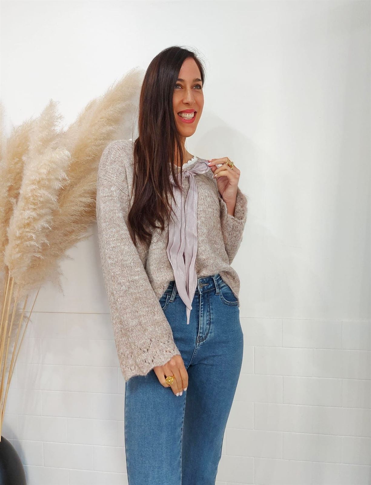 JERSEY PICO LAZO CAMEL - Imagen 1