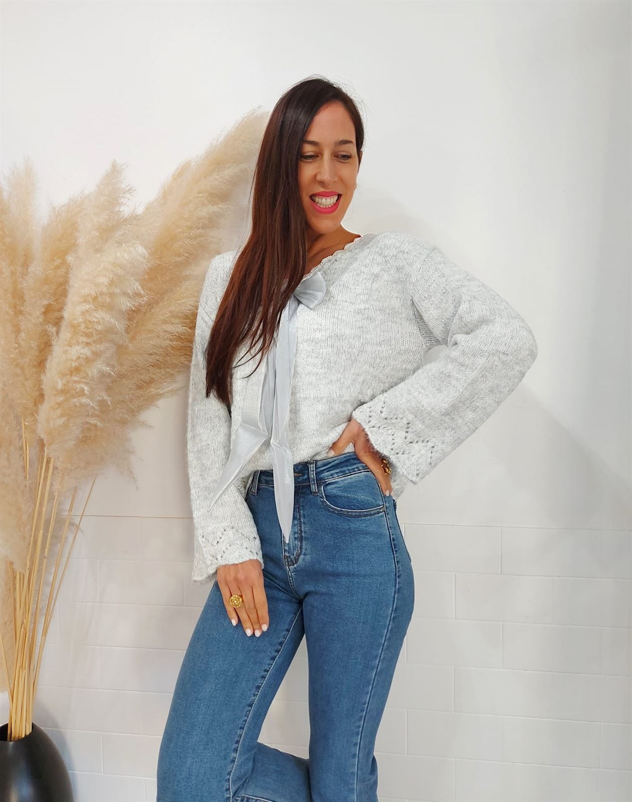 JERSEY PICO LAZO GRIS - Imagen 2