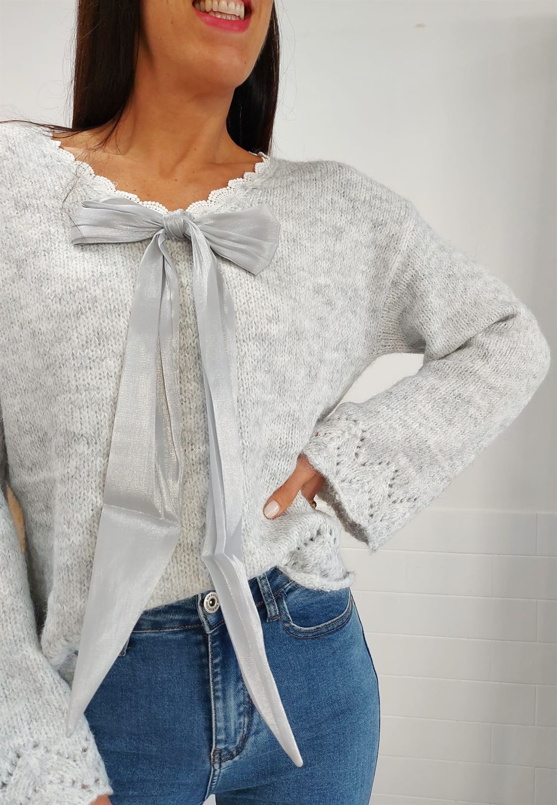 JERSEY PICO LAZO GRIS - Imagen 5