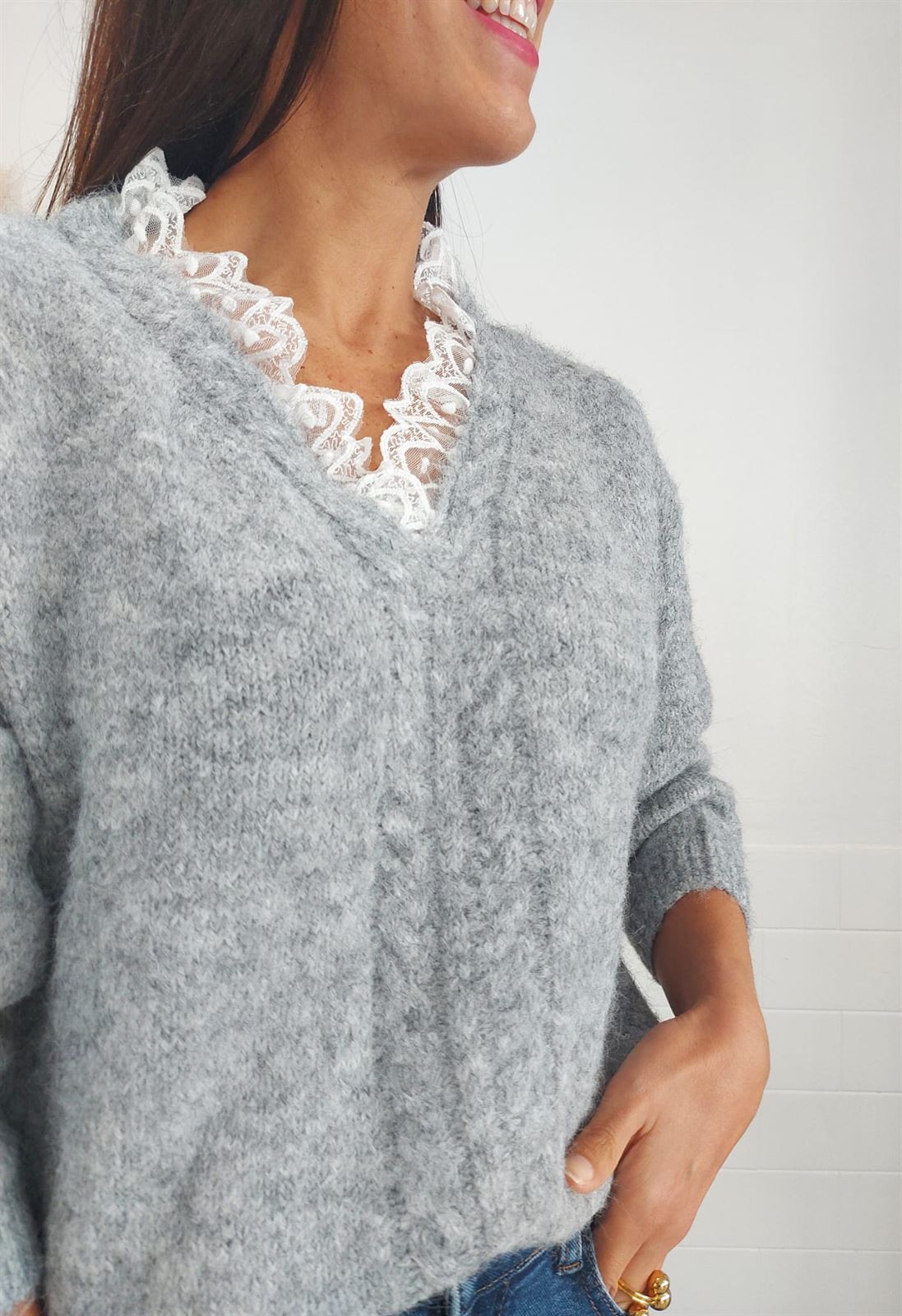 JERSEY PUNTILLA GRIS - Imagen 4