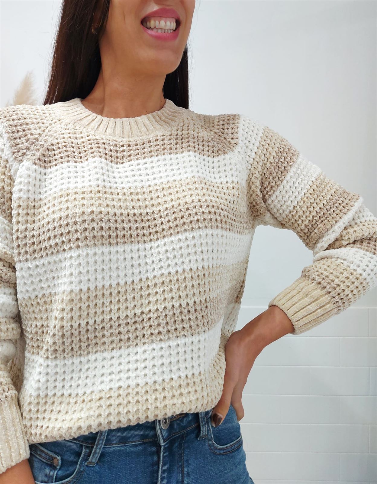 JERSEY RAYAS BEIGE - Imagen 2