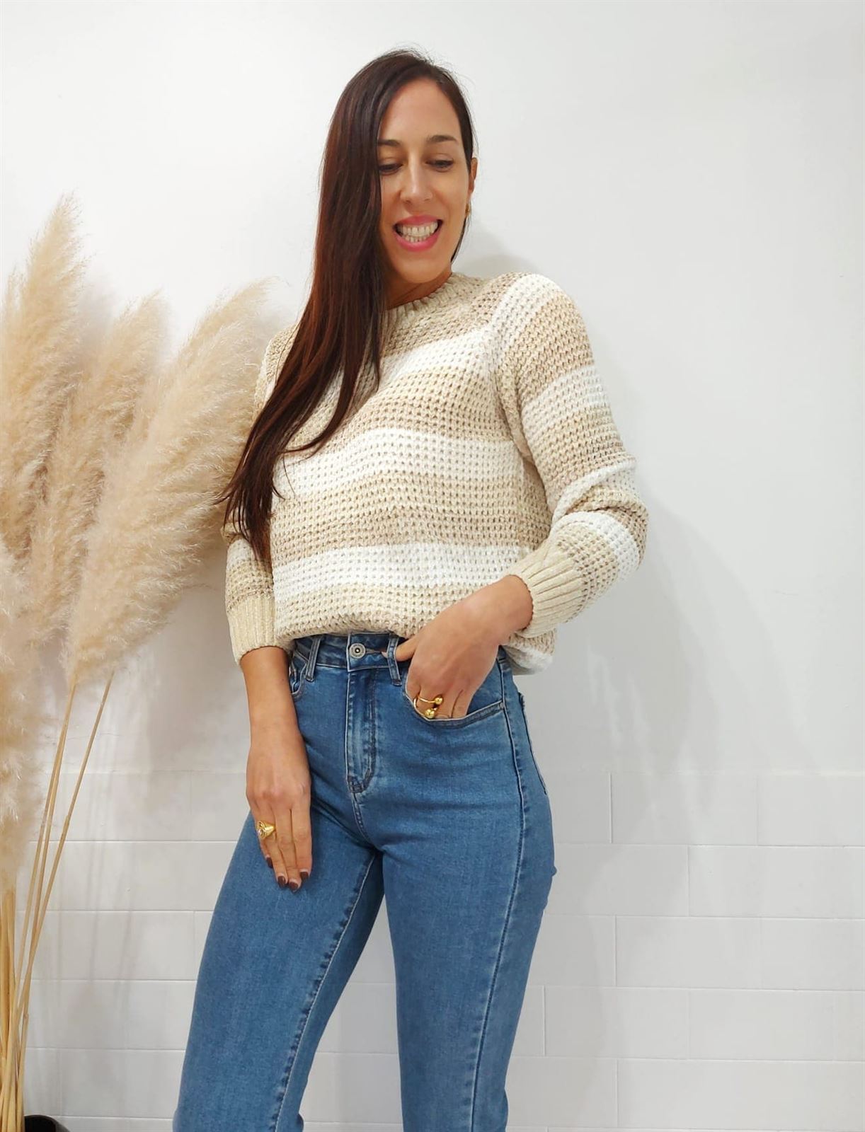 JERSEY RAYAS BEIGE - Imagen 3