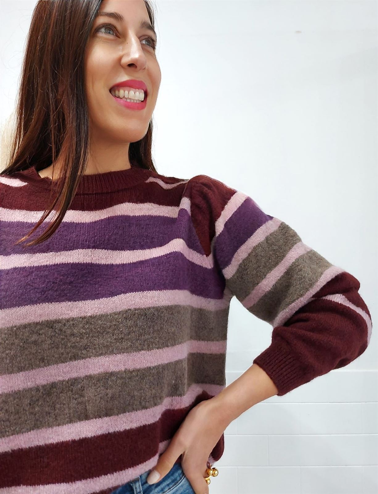 JERSEY RAYAS GRANATE - Imagen 2