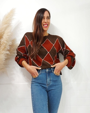 JERSEY ROMBOS CHOCOLATE - Imagen 1