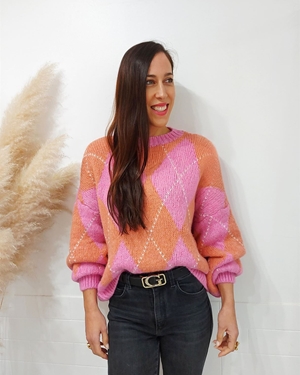 JERSEY ROMBOS FUCSIA - Imagen 1