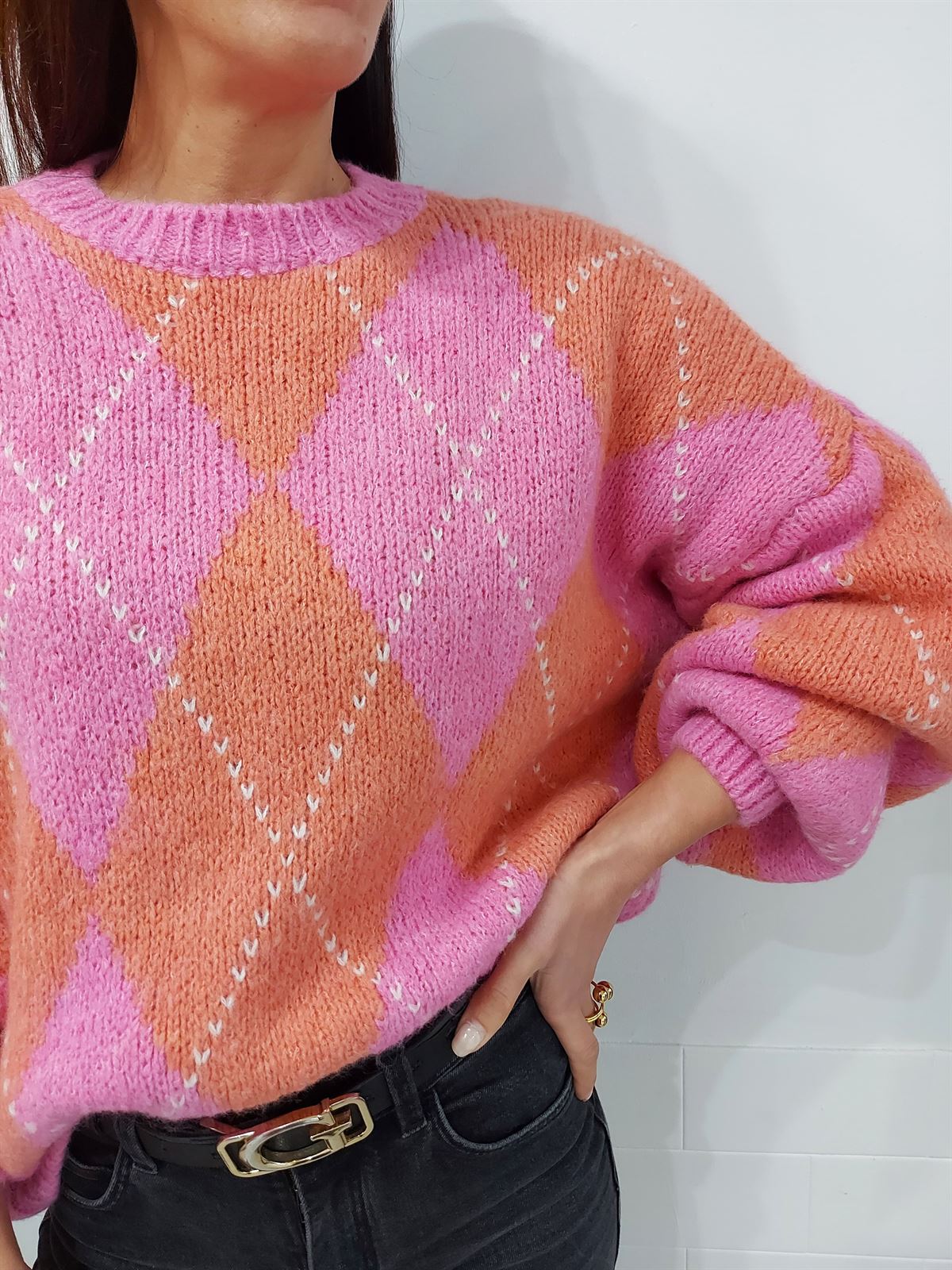 JERSEY ROMBOS FUCSIA - Imagen 2