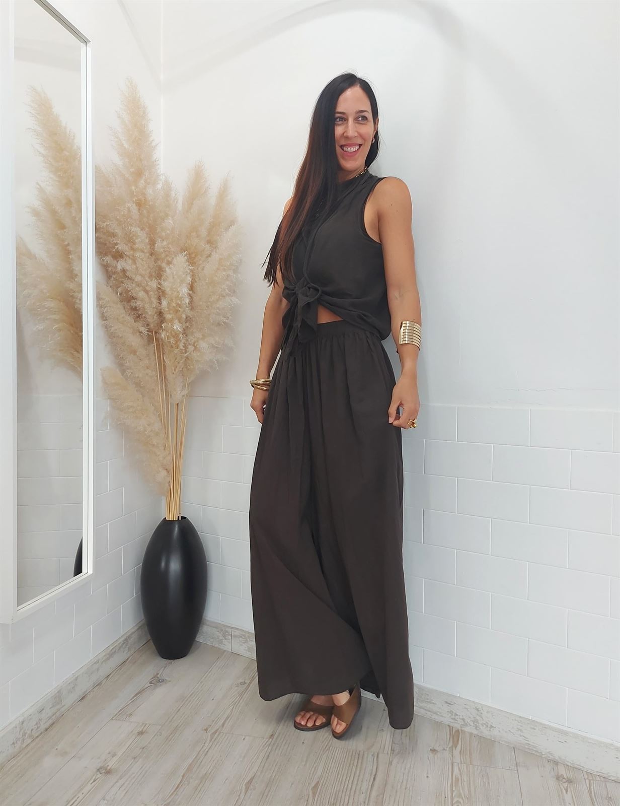 PANTALON ANCHO CHOCOLATE - Imagen 1