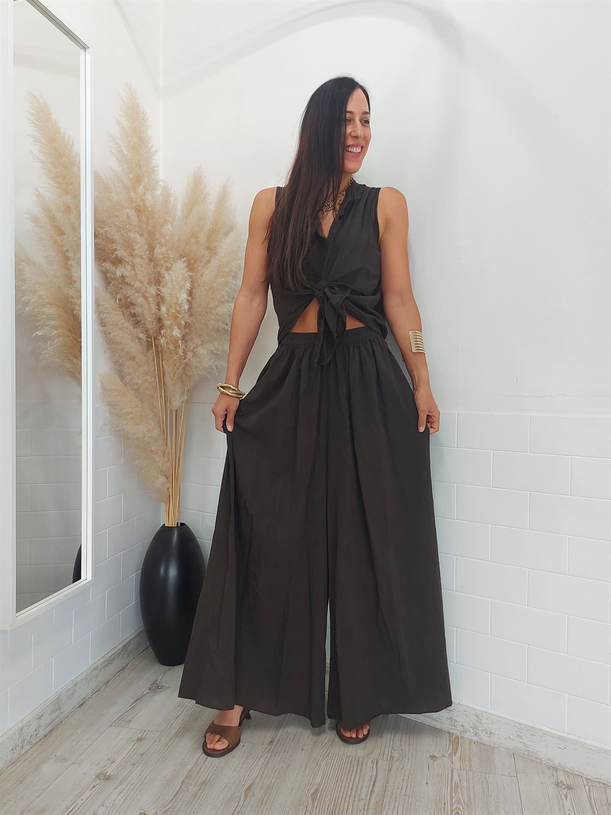 PANTALON ANCHO CHOCOLATE - Imagen 2