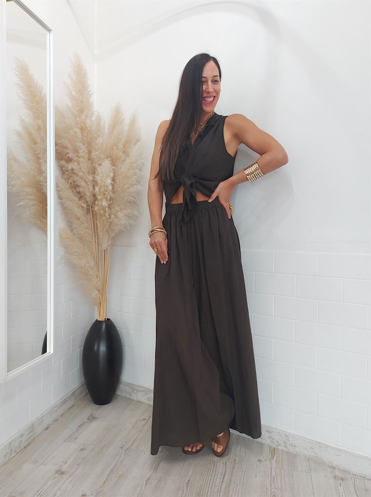PANTALON ANCHO CHOCOLATE - Imagen 3