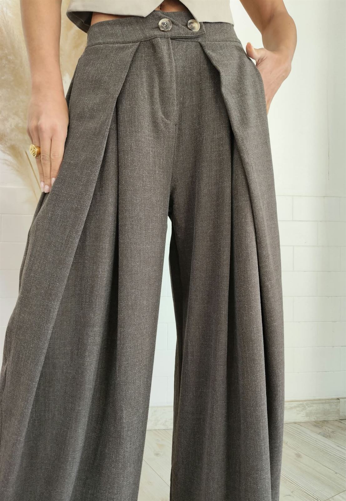 PANTALÓN ANCHO CHOCOLATE - Imagen 2