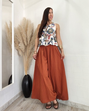 PANTALON ANCHO TEJA - Imagen 1