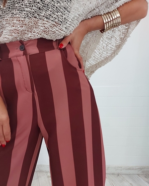 PANTALON BALLOON RAYAS BICOLOR TEJA - Imagen 2
