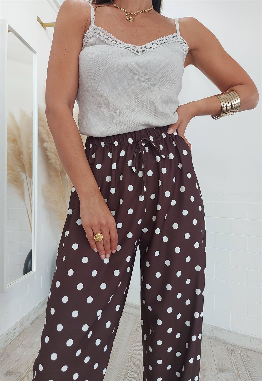 PANTALON BOMBACHO LUNARES CHOCOLATE - Imagen 2