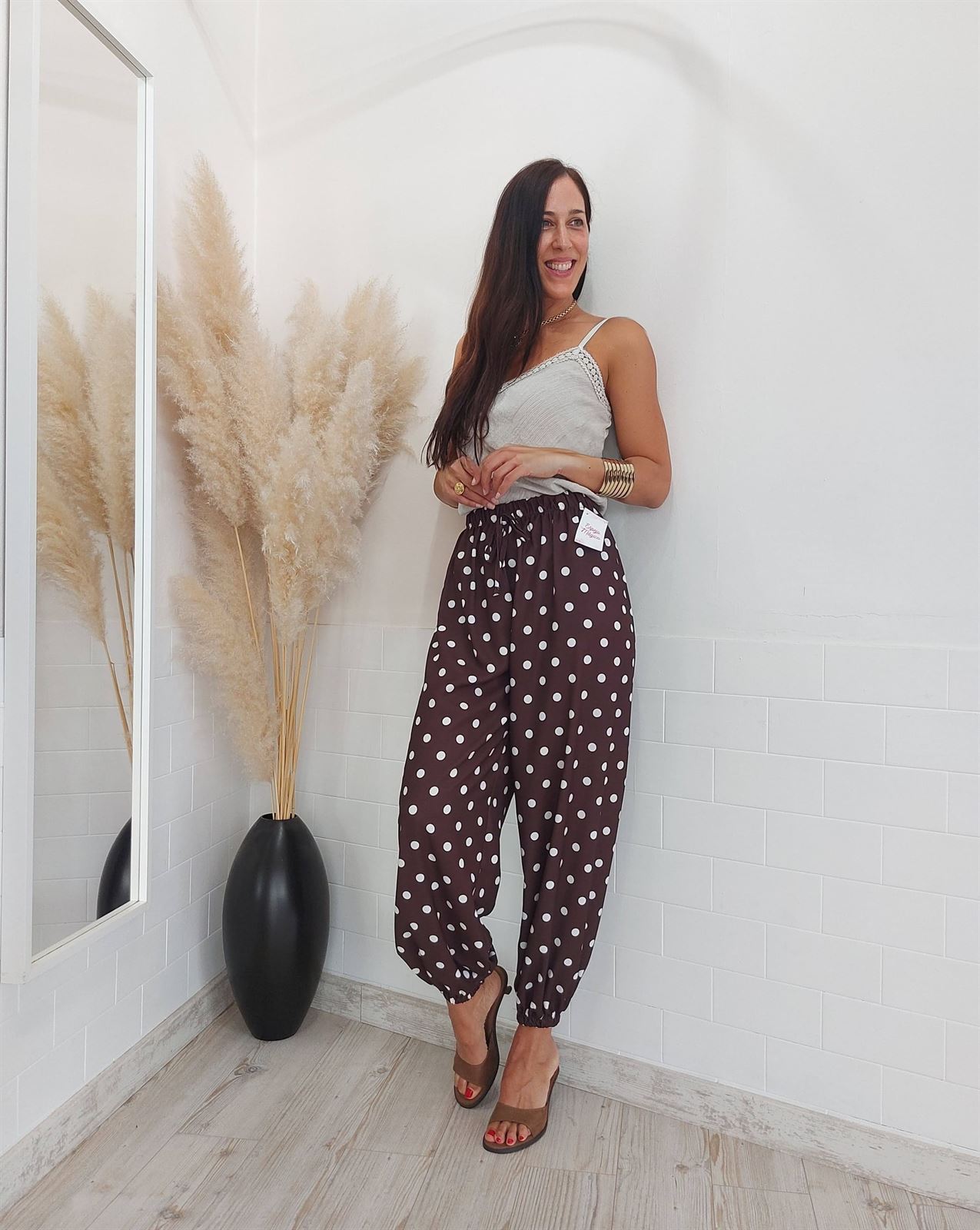 PANTALON BOMBACHO LUNARES CHOCOLATE - Imagen 5