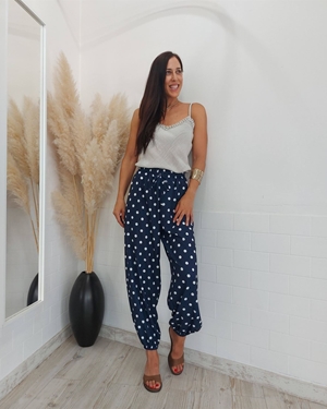 PANTALON BOMBACHO LUNARES MARINO - Imagen 1
