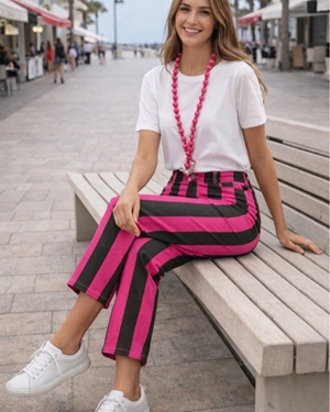 PANTALON RAYAS ROSA/NEGRO - Imagen 1