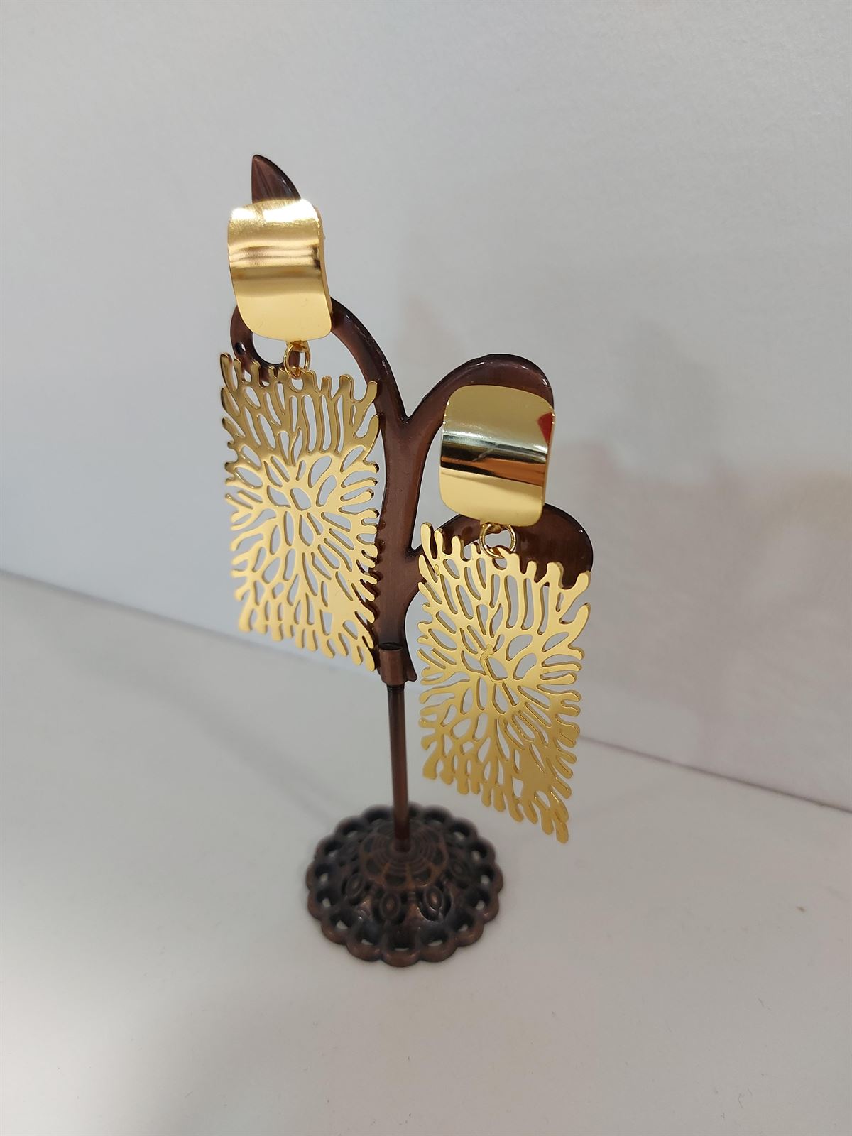 PENDIENTES ACERO DORADO - Imagen 2