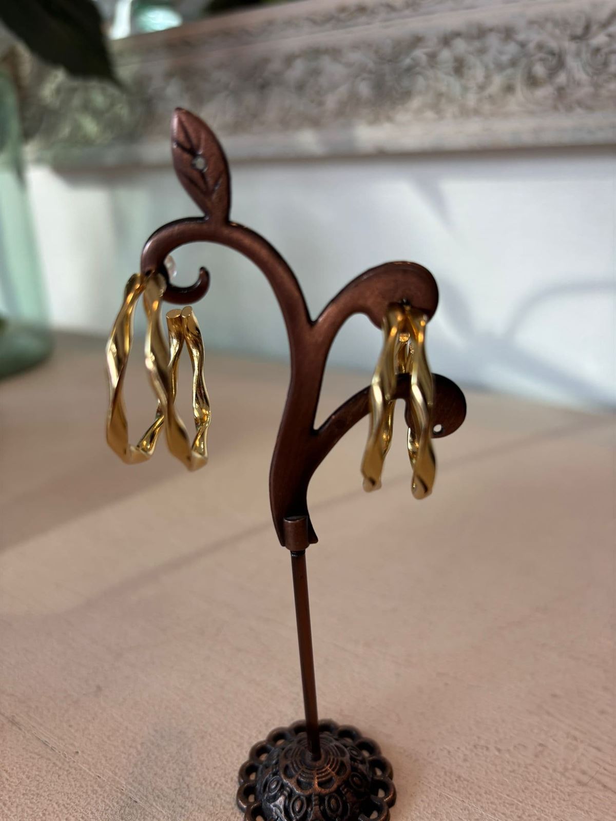 PENDIENTES DOBLE ARO DORADO - Imagen 2