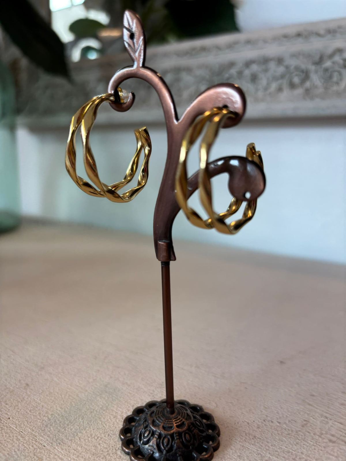 PENDIENTES DOBLE ARO DORADO - Imagen 3