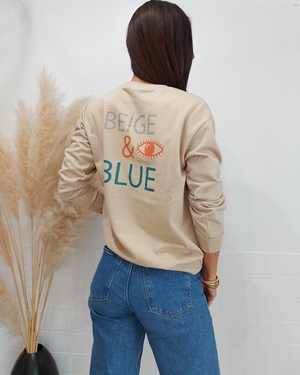 SUDADERA BEIGE&BLUE BEIGE - Imagen 1